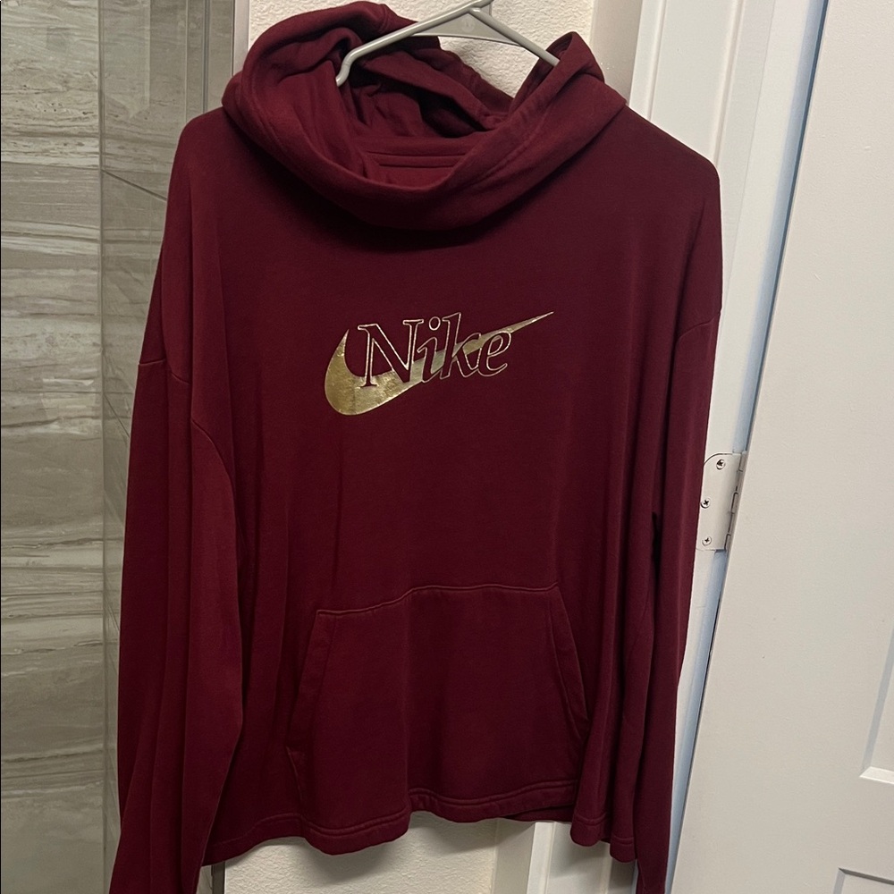 Nike Burgundy Sweatshirt with Gold Emblem